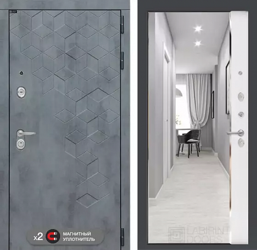 Входная дверь Labirint BETON с зеркалом